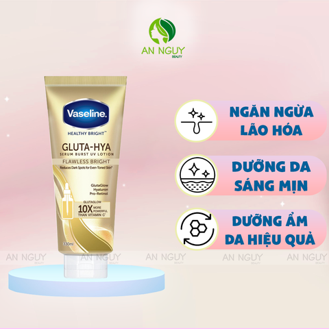 Sữa Dưỡng Thể Vaseline Healthy Bright Gluta-Hyal Serum Burst Lotion Dưỡng Trắng Sáng Da 330ml