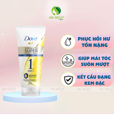 Kem Xả Dove Intense Repair 1Minute Super Conditioner Phục Hồi Hư Tổn 1 Phút Siêu Dưỡng 300ml