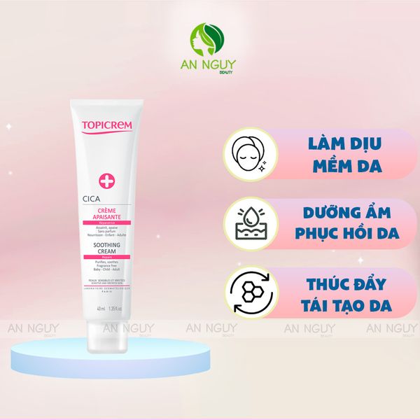 [Date 09/2024] Kem Dưỡng Topicrem Cica Soothing Cream Làm Dịu Phục Hồi Da 40ml