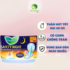 Băng Vệ Sinh Laurier Safety Night Ban Đêm 40cm 4 Miếng