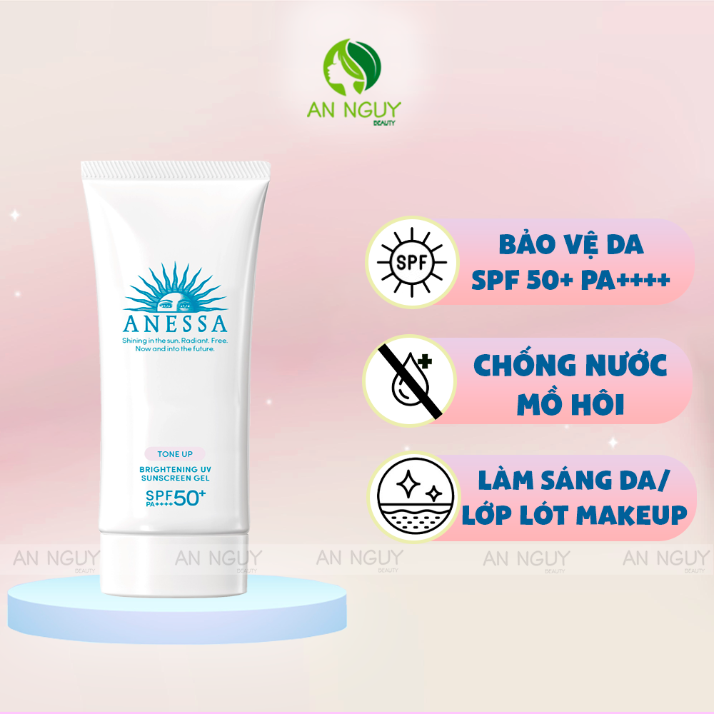 Gel Chống Nắng Anessa Tone Up Brightening UV Sunscreen Gel SPF50+ PA++++ Làm Sáng Da Nâng Tông 90gr