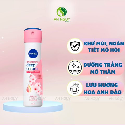 Xịt Ngăn Mùi Nivea Brightening Deep Serum Spray Dưỡng Sáng 150ml