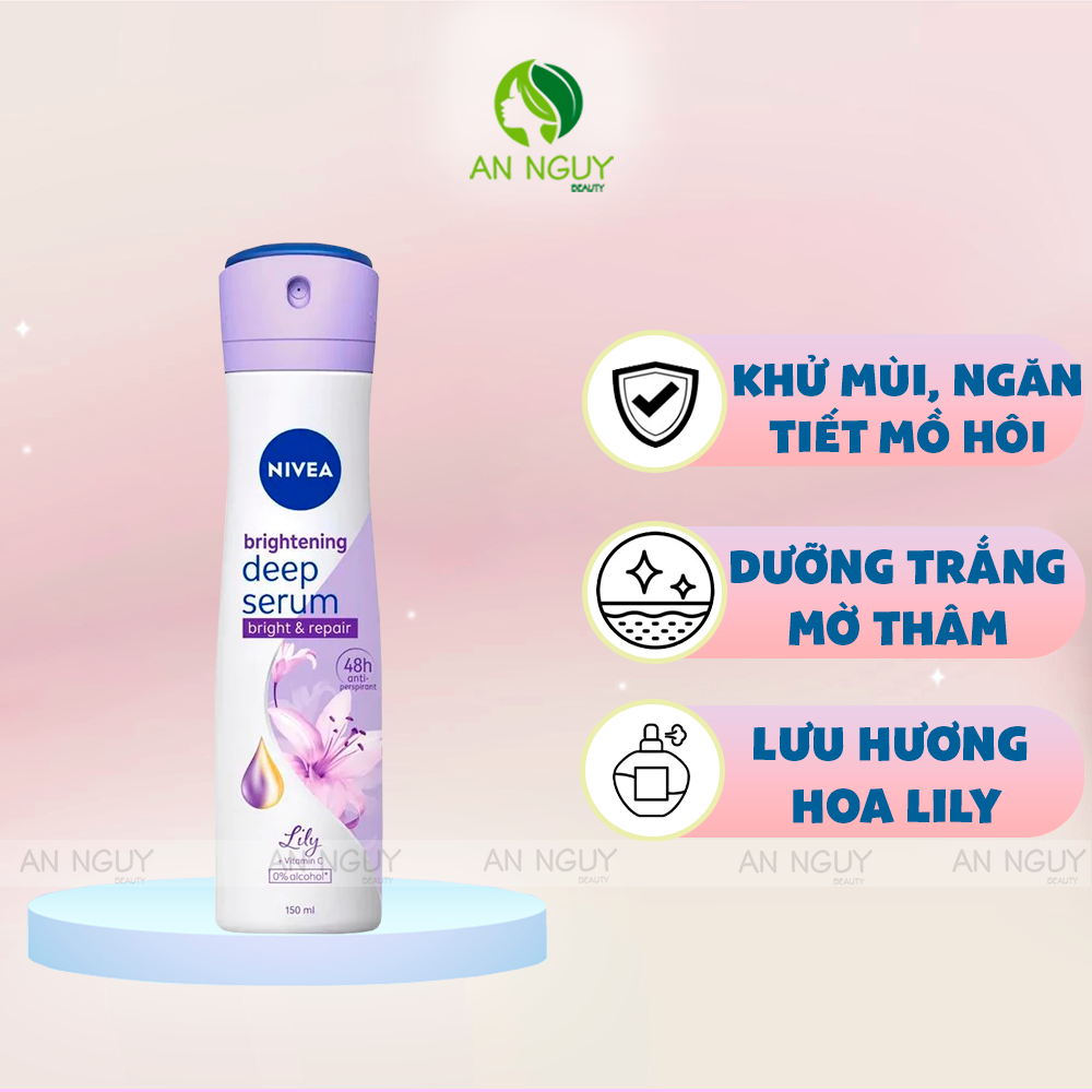 Xịt Ngăn Mùi Nivea Brightening Deep Serum Spray Dưỡng Sáng 150ml