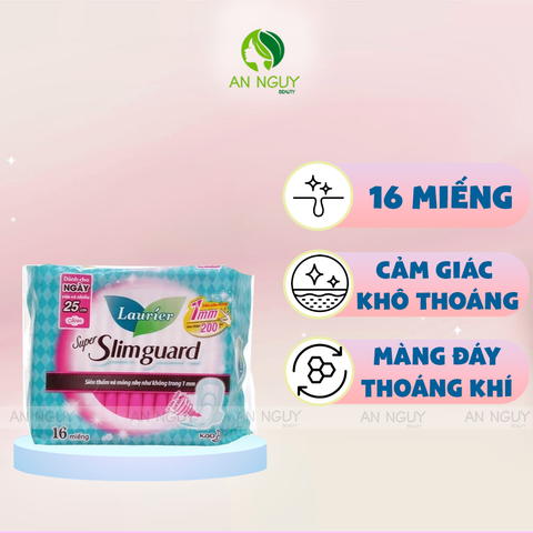 Băng Vệ Sinh Laurier Super Slimguard Không Hương 25cm Dành Cho Ngày Vừa Và Nhiều 16 Miếng