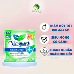 Băng Vệ Sinh Laurier Super Slimguard Kháng Khuẩn 22.5cm Dành Cho Ngày Vừa Và Nhiều 8 Miếng