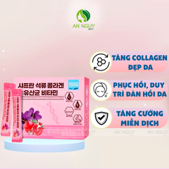 Bột Uống Đẹp Da Korea Bio Health Saffron Pomegranate Collagen Prebiotics Vitamin 30 Gói