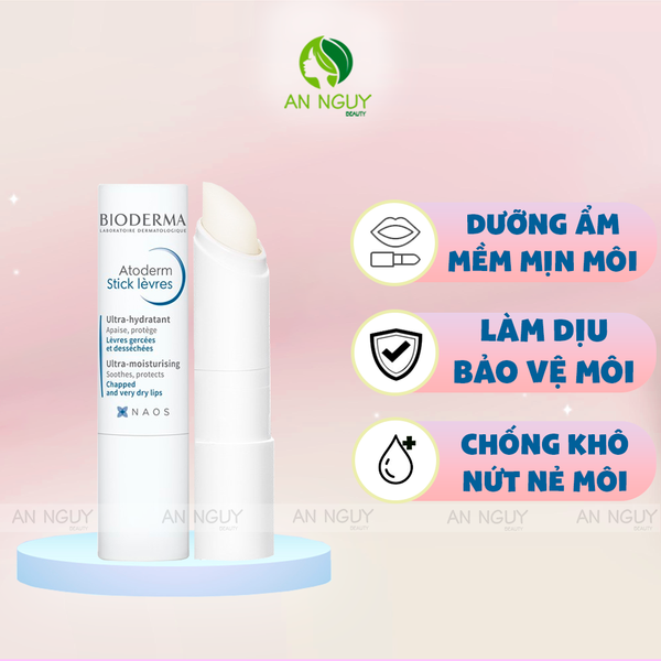 Son Dưỡng Dạng Sáp Bioderma Atoderm Stick Levres Làm Dịu Môi Khô, Nứt Nẻ 4gr