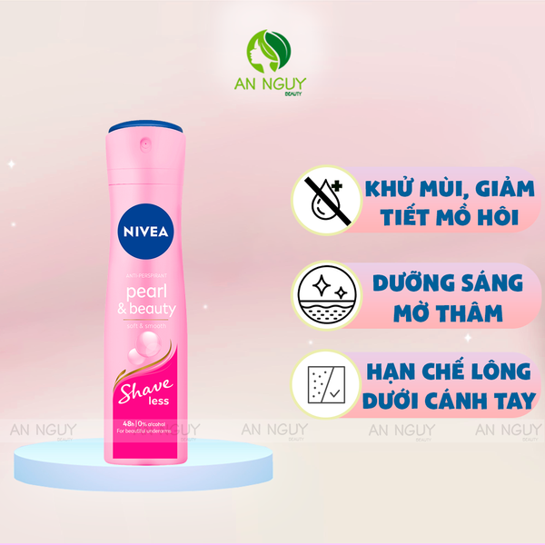 Xịt Ngăn Mùi Nivea Anti-Perspirant Pearl & Beauty 48H Spray Ngọc Trai Dưỡng Da Sáng Mịn 150ml