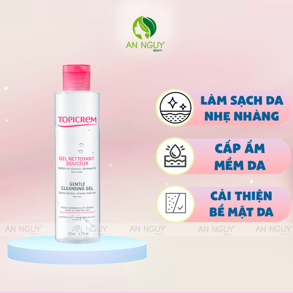 Gel Rửa Mặt Topicrem Gentle Cleansing Gel Không Xà Phòng Cho Da Khô, Nhạy Cảm 200ml