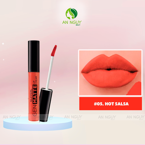 Son Kem Lì SilkyGirl Gen Matte Lip Cream Nhẹ Môi Cấp Ẩm 3.8ml #05 Hot Salsa - Đỏ Cam