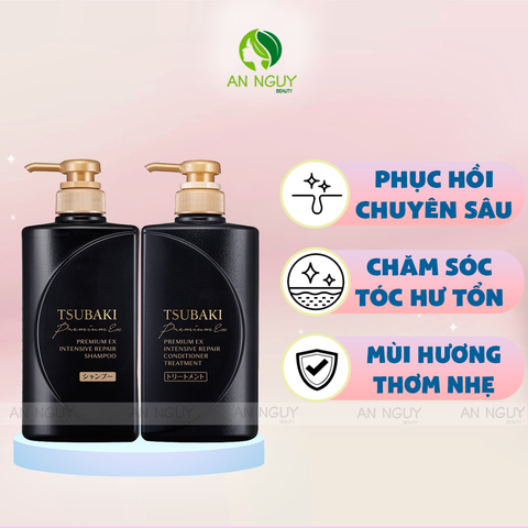 Bộ Gội Xả Tsubaki Premium Bảo Vệ, Phục Hồi Tóc Toàn Diện (490ml x 2)