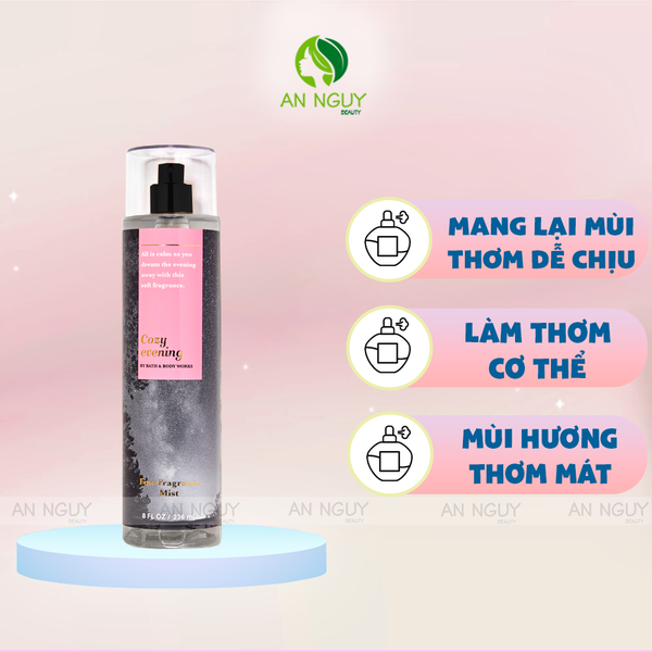 Xịt Thơm Bath & Body Works Cozy Evening  Fine Fragrance Mist Hương Thơm Tươi Mát 236ml