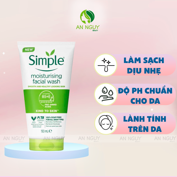 Sữa Rửa Mặt Simple Moisturising Facial Wash Cho Da Khô