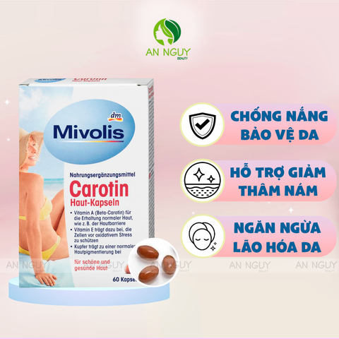 Viên Uống Chống Nắng Mivolis Carotin Đức Bảo Vệ Da Toàn Diện 60 Viên