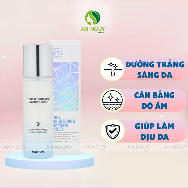 Nước Hoa Hồng Dưỡng Trắng PrettySkin Pure Brightening Diamond Toner 150ml