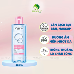 Nước Tẩy Trang L’Oreal Micellar Water 3-in-1 Moisturizing Mềm Mịn Da Dành Cho Da Thường, Khô (Hồng)