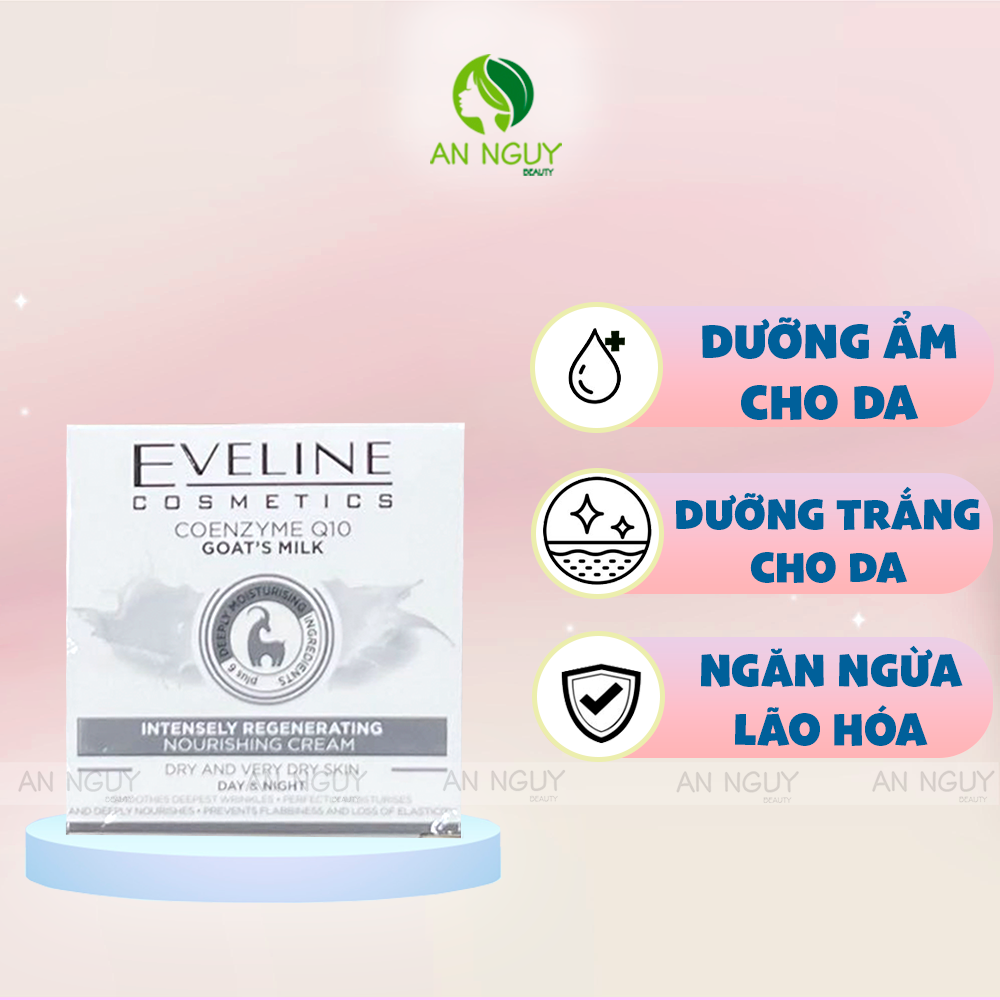 Kem Dưỡng Ẩm Da Sữa Dê Eveline Coenzyme Q10 Goat's Milk Cấp Ẩm, Mềm Mịn