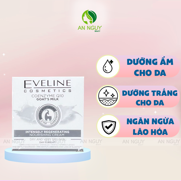 Kem Dưỡng Ẩm Da Sữa Dê Eveline Coenzyme Q10 Goat's Milk Cấp Ẩm, Mềm Mịn Da 50ml