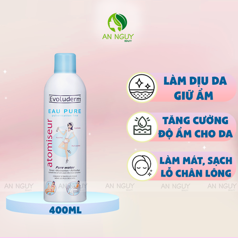 Xịt Khoáng Evoluderm Atomiseur Eau Pure Dưỡng Ẩm, Cấp Nước & Làm Dịu Da