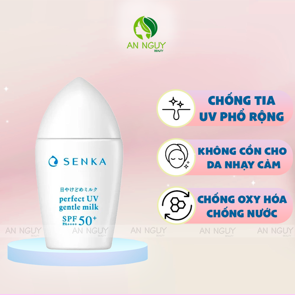 Sữa Chống Nắng Senka Perfect UV Gentle Milk SPF50+ PA++++ Cho Da Nhạy Cảm 40ml