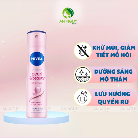 Xịt Ngăn Mùi Nivea Anti-Perspirant Pearl & Beauty 48H Spray Ngọc Trai Dưỡng Da Sáng Mịn 150ml