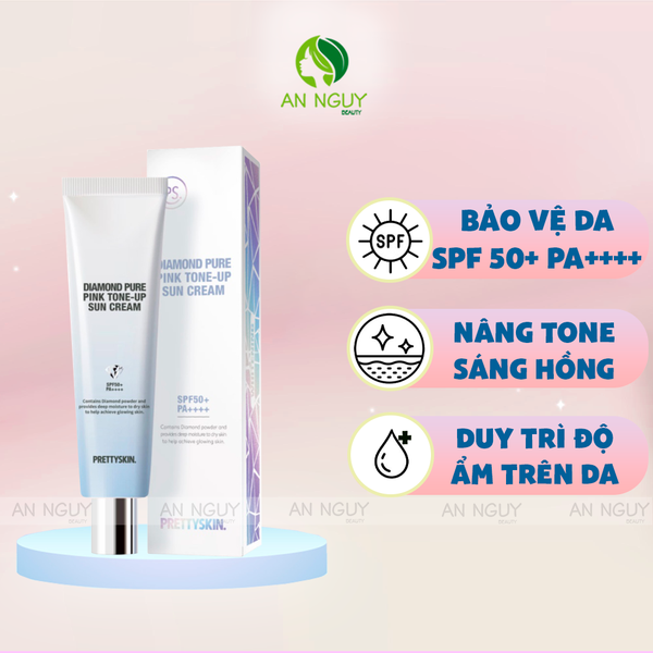 Kem Chống Nắng PrettySkin Diamond Pure Pink Tone Up Sun Cream SPF50+ PA++++ Bảo Vệ Da, Nâng Tone Trắng Hồng 50ml