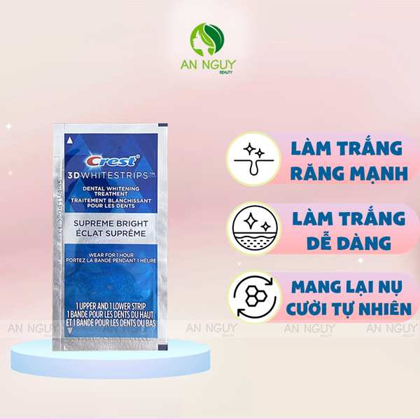 Miếng Dán Trắng Răng Crest 3D White Supreme Bright Levels 24 Whiter