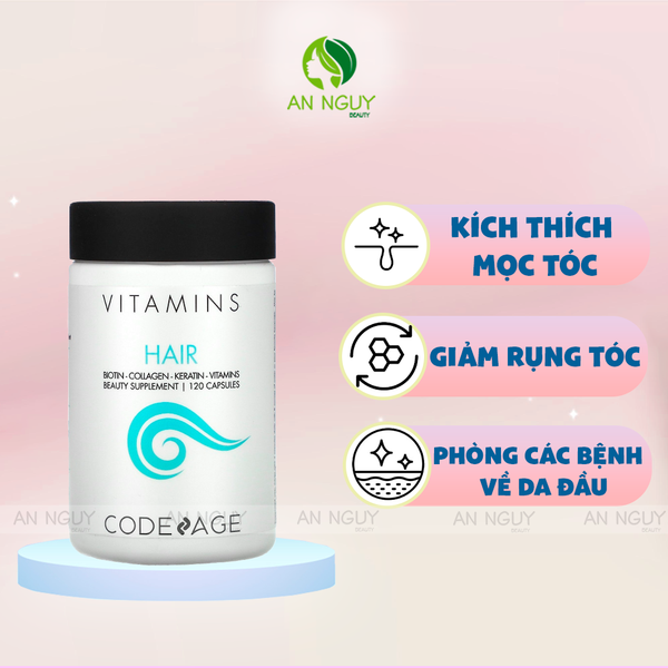 Viên Uống Cho Tóc CodeAge Vitamins Hair Giúp Kích Thích Mọc Tóc 120 Viên