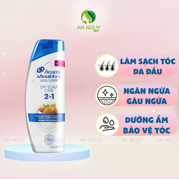 Dầu Gội Và Xả Head & Shoulders 2in1 Dưỡng Ẩm Da Đầu Khô 400ml (Hàng Mỹ Nhập Khẩu)