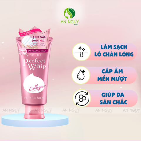 Sữa Rửa Mặt Senka Perfect Whip Collagen In Giúp Da Đàn Hồi 120gr