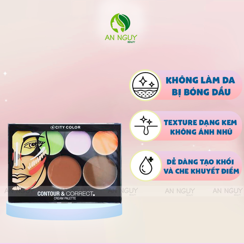 Bảng Tạo Khối Và Che Khuyết Điểm 7 Ô City Color Contour & Correct Cream Palette 180gr