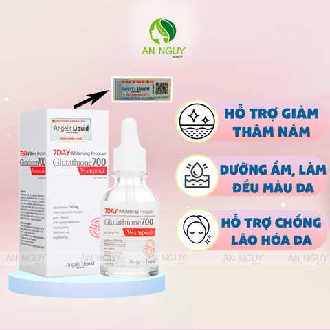 Tinh Chất Trắng Da Angel's Liquid 7 Day Whitening Program Glutathione 700 V-Ampoule Dưỡng Trắng Da 30ml