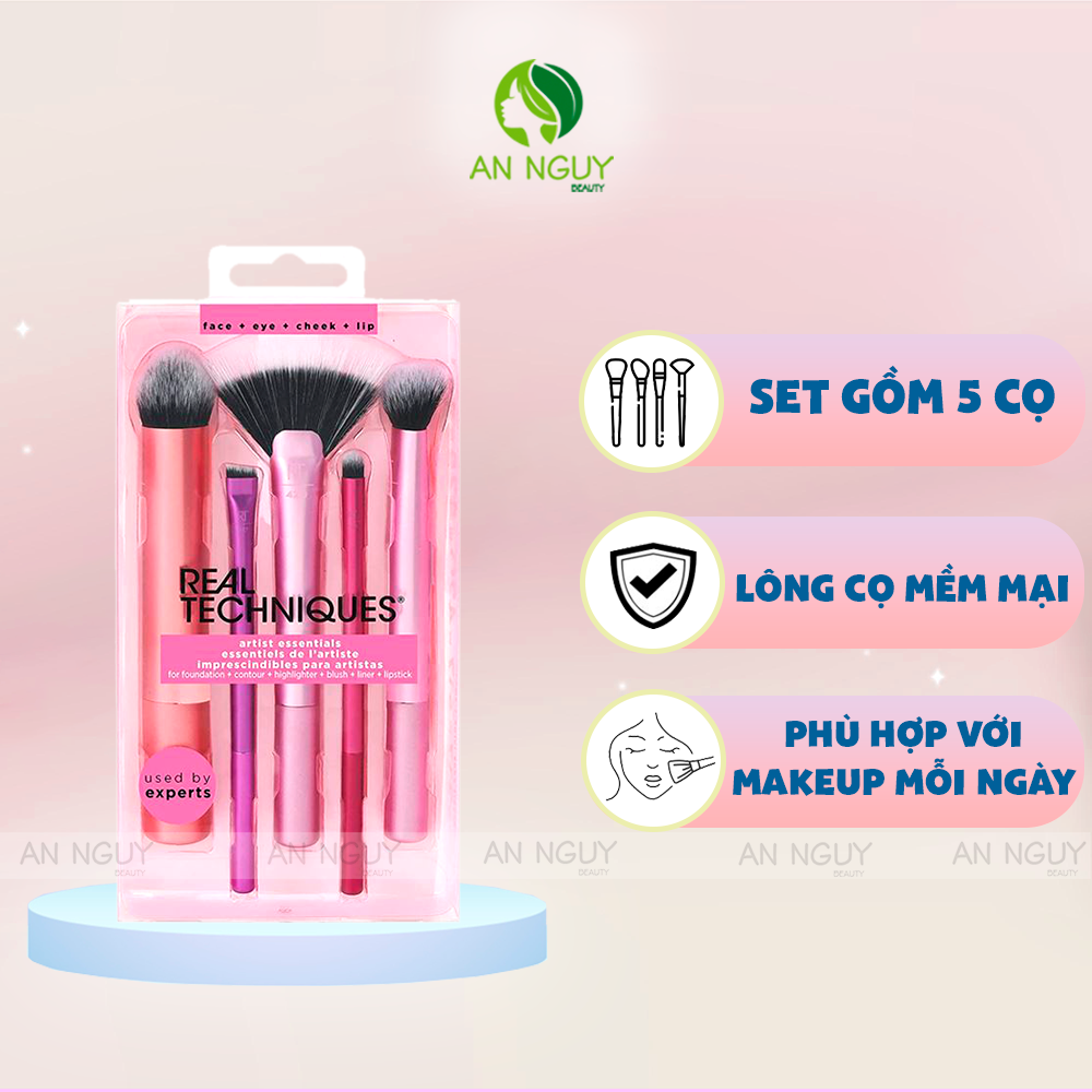 Set 5 Cọ Trang Điểm Chuyên Nghiệp Real Techniques Artist EssentialsSet