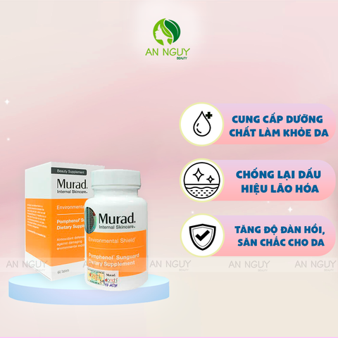 Viên Uống Chống Nắng Murad Pomphenol Sunguard Dietary Supplement Chống Oxy Hóa, Làm Khỏe Da 60 Viên