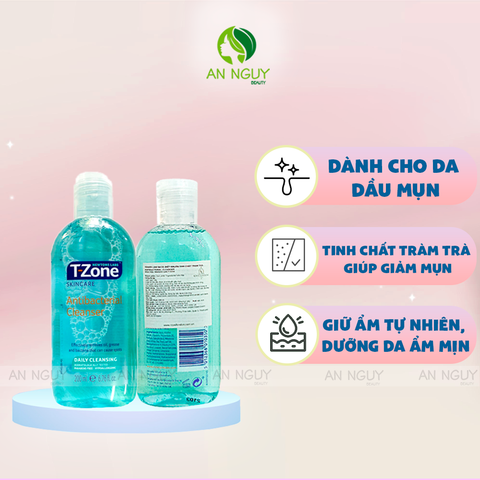 Nước Hoa Hồng T-Zone Antibacterial Cleanser Làm Sạch, Diệt Khuẩn 200ml