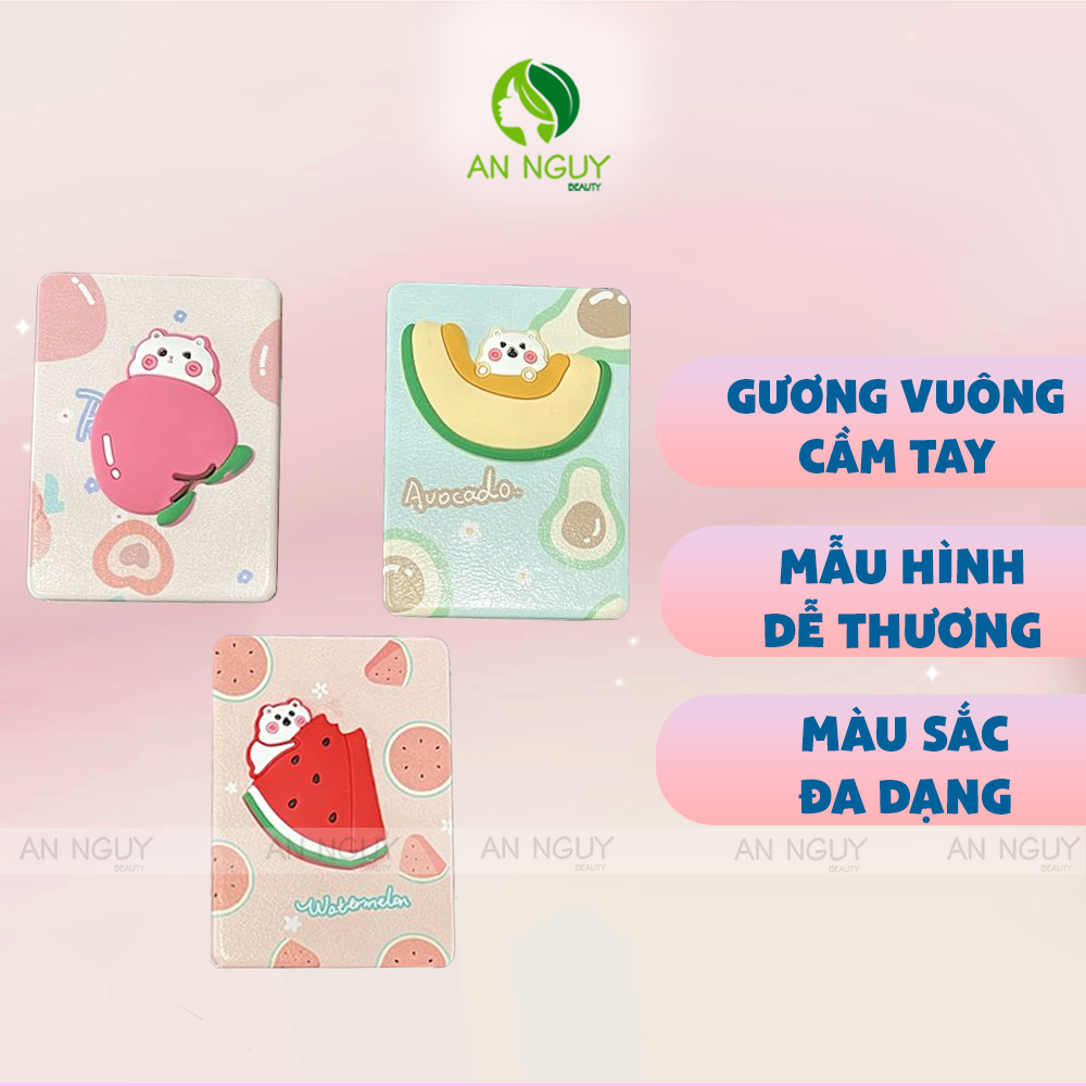 Gương Vuông 2 Mặt Cầm Tay Xinh Xắn