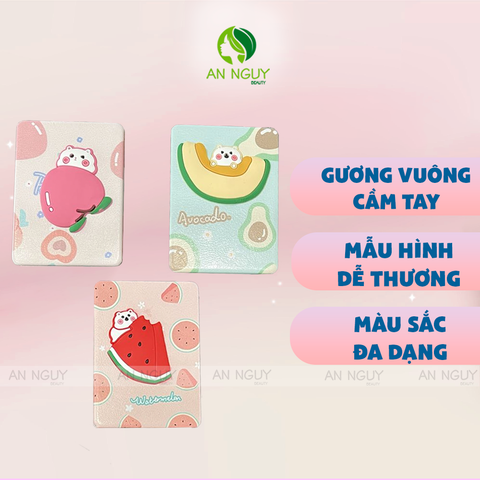 Gương Vuông 2 Mặt Cầm Tay Xinh Xắn