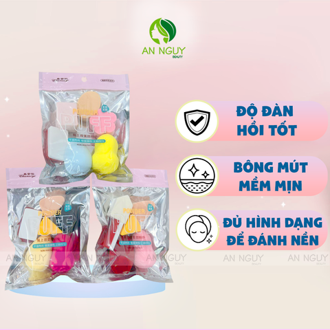 Set 6 Bông Mút Tán Đủ Loại Dùng Tán Kem Nền, Che Khuyết Điểm