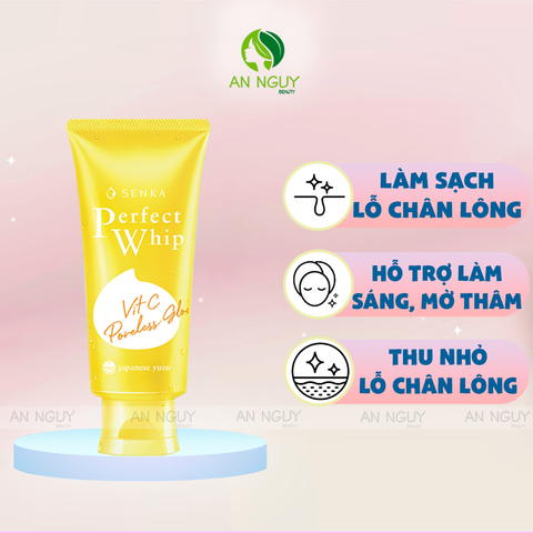 Sữa Rửa Mặt Senka Perfect Whip Vitamin C Poreless Glow Làm Sáng Da 100gr