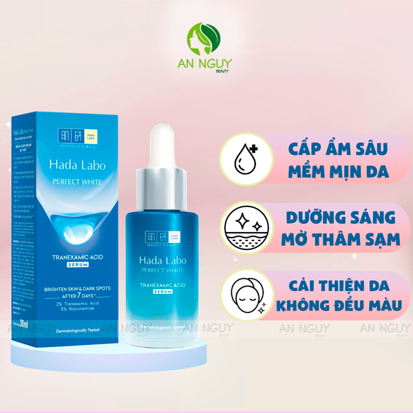 Serum Dưỡng Trắng Hada Labo Perfect White Tranexamic Acid Serum Giảm Thâm Sạm, Mờ Thâm 30ml