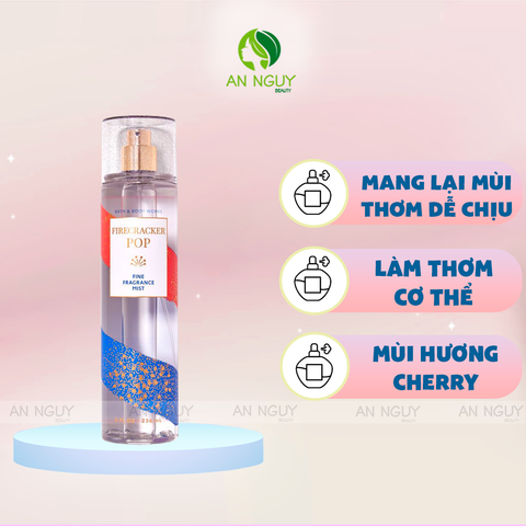 Xịt Thơm Toàn Thân Bath & Body Works Firecracker Pop Fine Fragrance Mist Hương Thơm Cherry 236ml