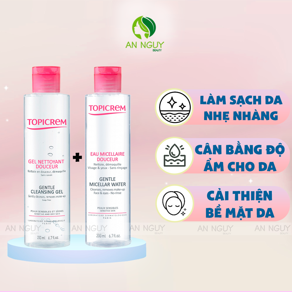 Combo Nước Tẩy Trang Topicrem Gentle Micella Water 200ml + Sửa Rửa Mặt ...