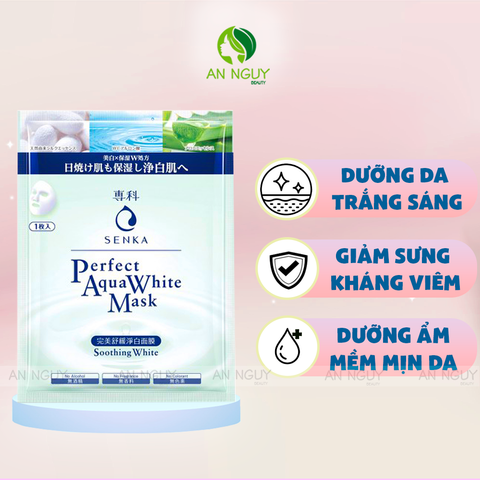 Mặt Nạ Senka Perfect Aqua White Mask Soothing White Làm Trắng, Dịu Mát Da 23gr