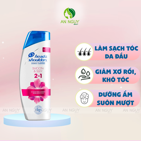 Dầu Gội & Xả Head & Shoulders Smooth & Silky 2in1 Suôn Mềm Óng Mượt (Hàng Mỹ Nhập Khẩu)