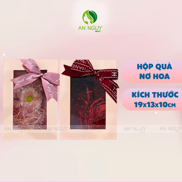 Hộp Quà Mika Chữ Nhật Nơ Kèm Hoa