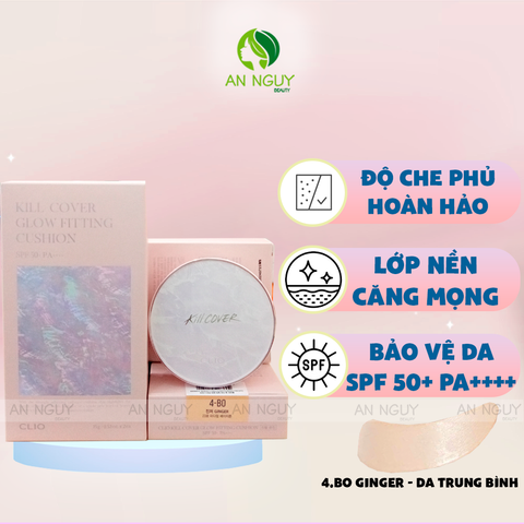 Phấn Nước Clio Kill Cover Glow Fitting Cushion Bloom In The Shell Limited 4-BO GINGER (Kèm Lõi) 15gr x 2