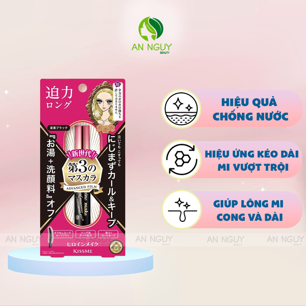 Chuốt Mi Kissme Heroine Make Long & Curl Mascara Advanced Film Chống Trôi Hiệu Quả Màu Đen 6gr