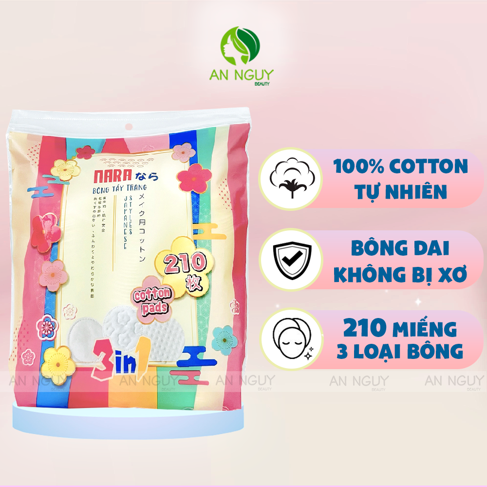Bông Tẩy Trang NARA 100% Cotton Mềm Mịn Làm Sạch Bụi Bẩn