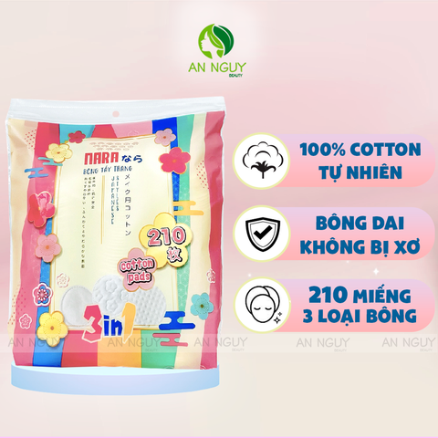 Bông Tẩy Trang NARA 100% Cotton Mềm Mịn Làm Sạch Bụi Bẩn