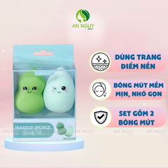 Set 2 Bông Mút Trang Điểm Habaria Makeup Sponge Dùng Tán Kem Nền, Tán Kem Che Khuyết Điểm